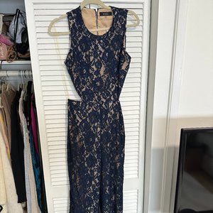 Navy Blue Lace Cut-out Jumpsuit